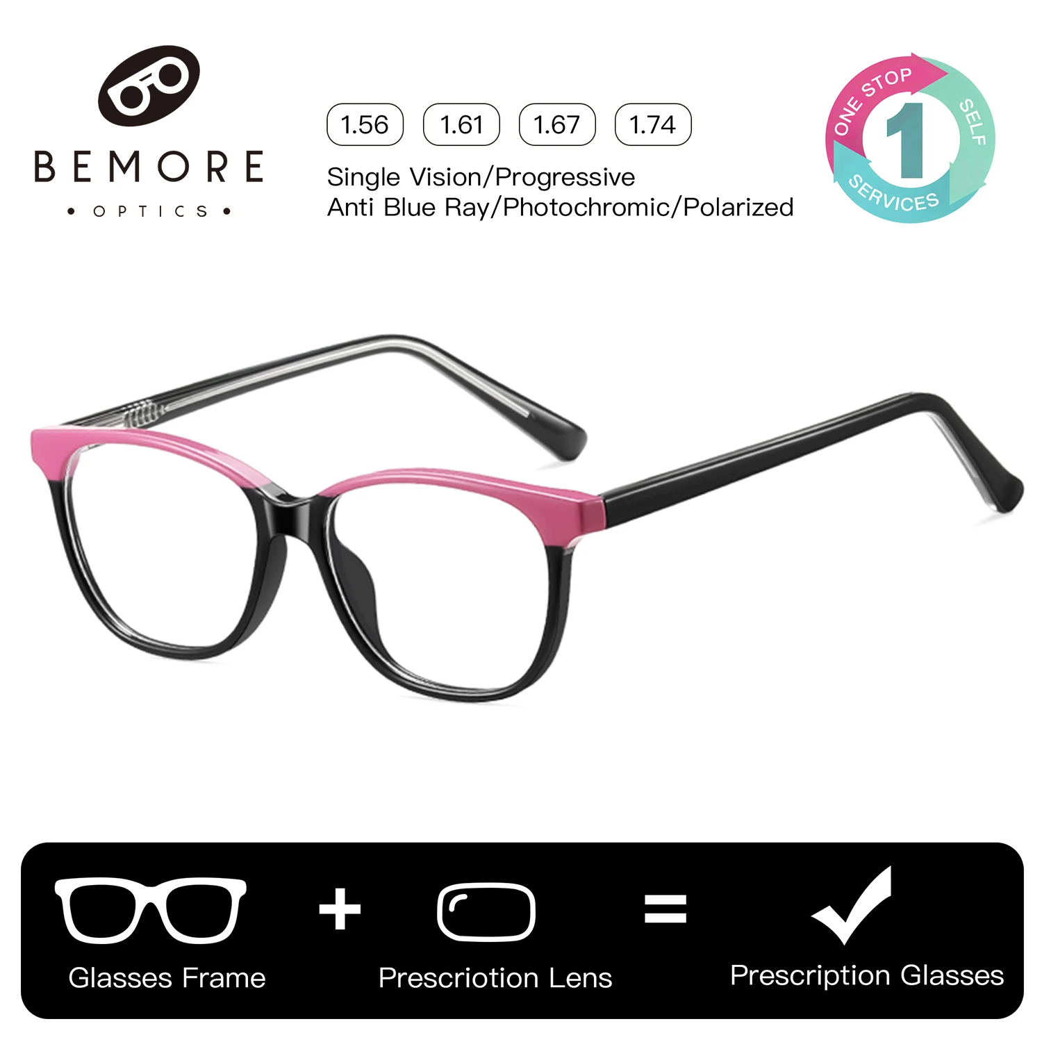 

Очки BEMORE из ацетата для девочек, квадратные, фотохромные, с защитой от синего света, оптические, прогрессивные