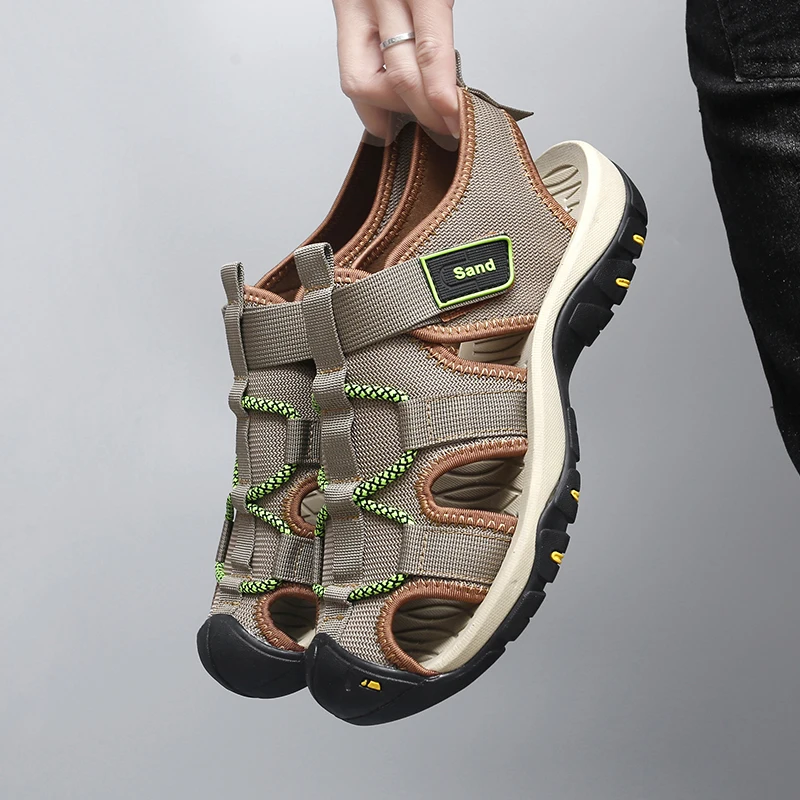 

Summer Men Sandals Genuine Leather Mens Casual Shoes Outdoor Men Leather Sandals for Men Beach Shoes Roman mens Shoes