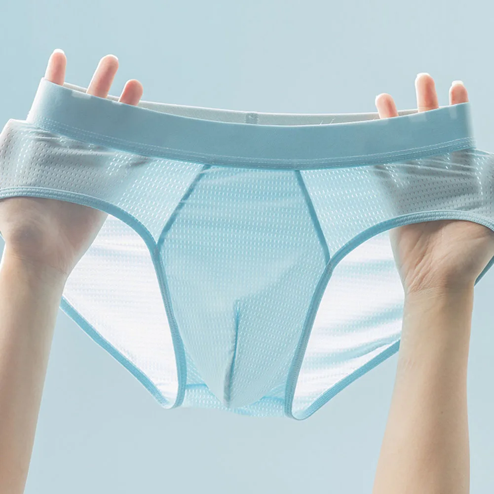 Breathable Men Ice Silk Mesh Quick Drying Underwear Middle Waist Lingerie Comfortable Fashion Man Intimate Panties