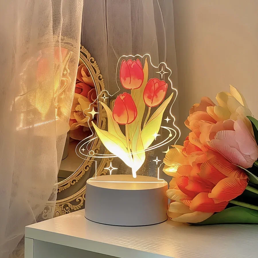 Eternal flower Night Light 3D Lamp with Remote Control Room Decor Valentine\'s Day Anniversary Birthday Present Gifts