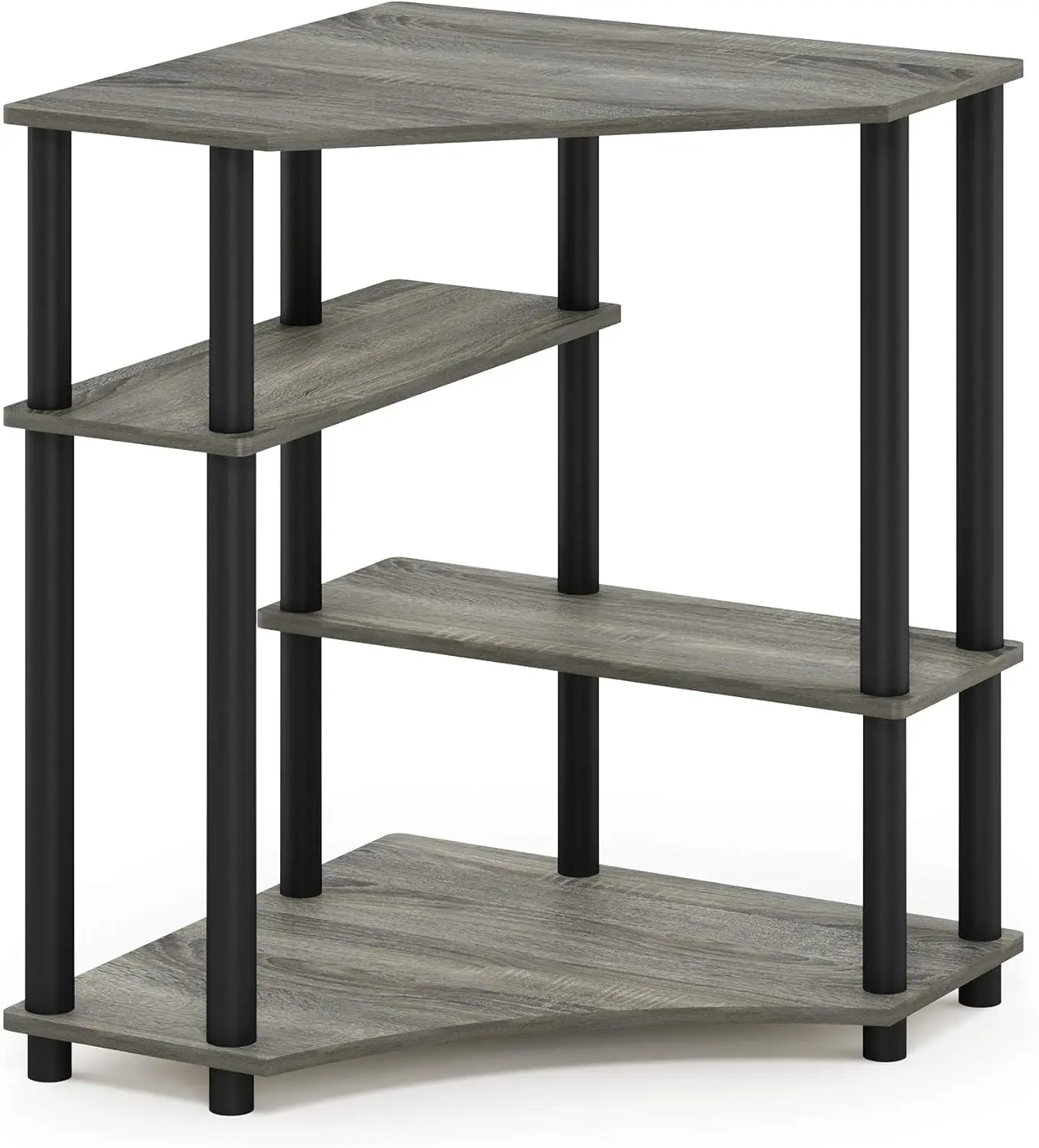 Turn-N-Tube Space Saving Corner Desk, French Oak Grey/Black