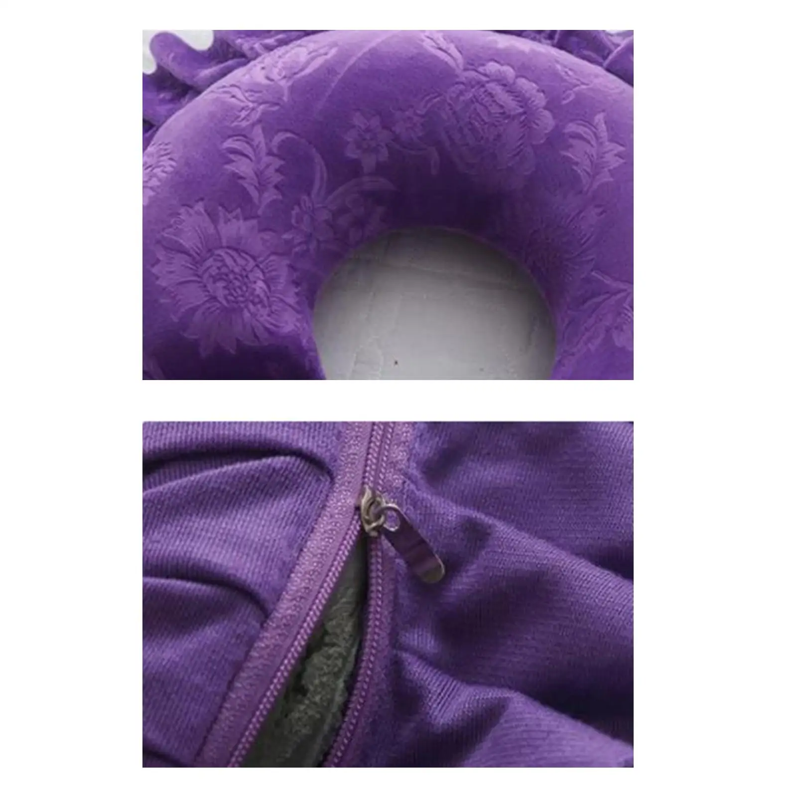U Shape Neck Cushion Velvet Cover Memory Foam Face Cradle Pillow for Spa Salon Home Flight Comfort