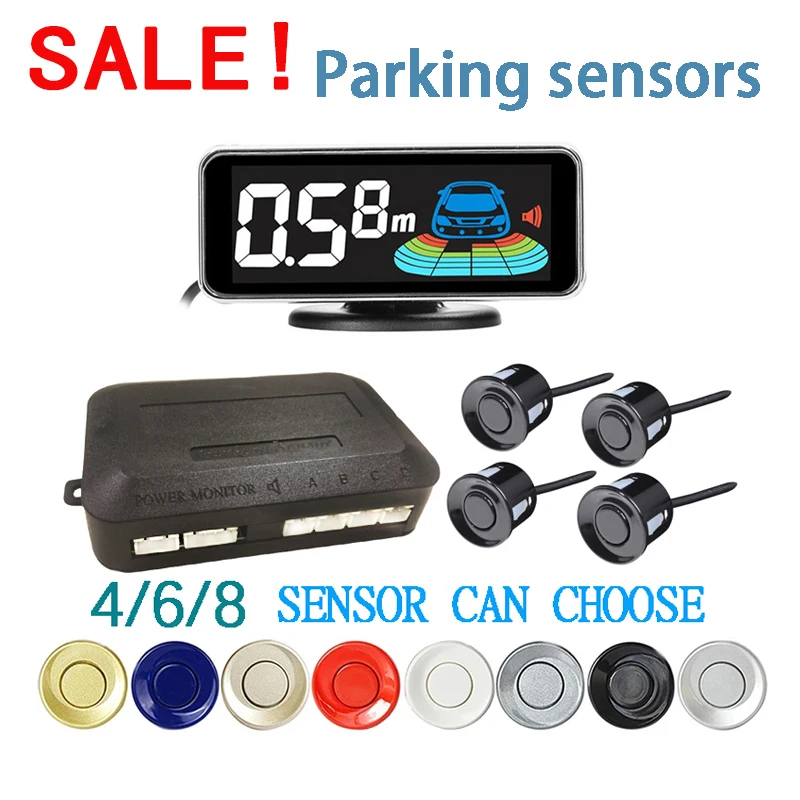 Car Parking Sensor Rear Reversing Radars System 4 6 8 Distance Detection LCD  Display Sound Warning Buzzer