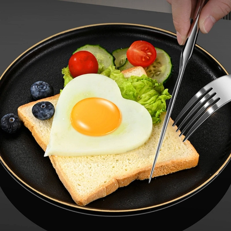 Love-shaped Fried Egg Mold 5 PCS Thickened Stainless Steel Omelet Model Poached Egg Mold Creative Fried Egg Mold Egg Tools