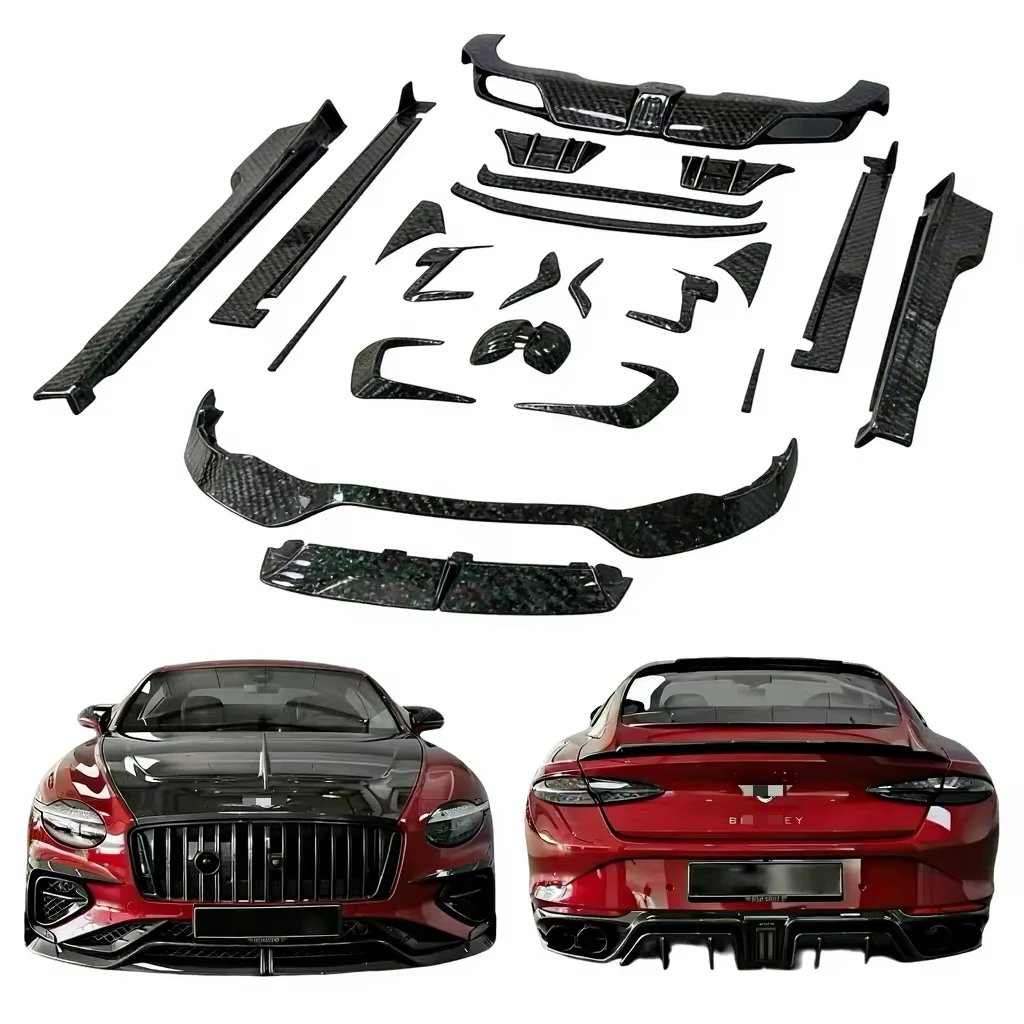 Customized carbon fiber body kit forBentl ey Continental GT with MSY style,including front lip,side skirts,and rear lip,2025-26