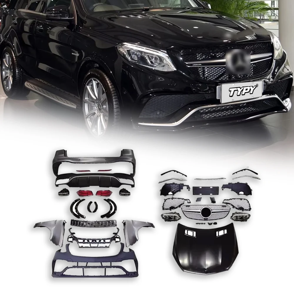 Body kit For Benz M-Class 2012-2015  Upgrade To 2016 GLE W166 AMG 63 Front And Rear Bumpers For Auto Lights