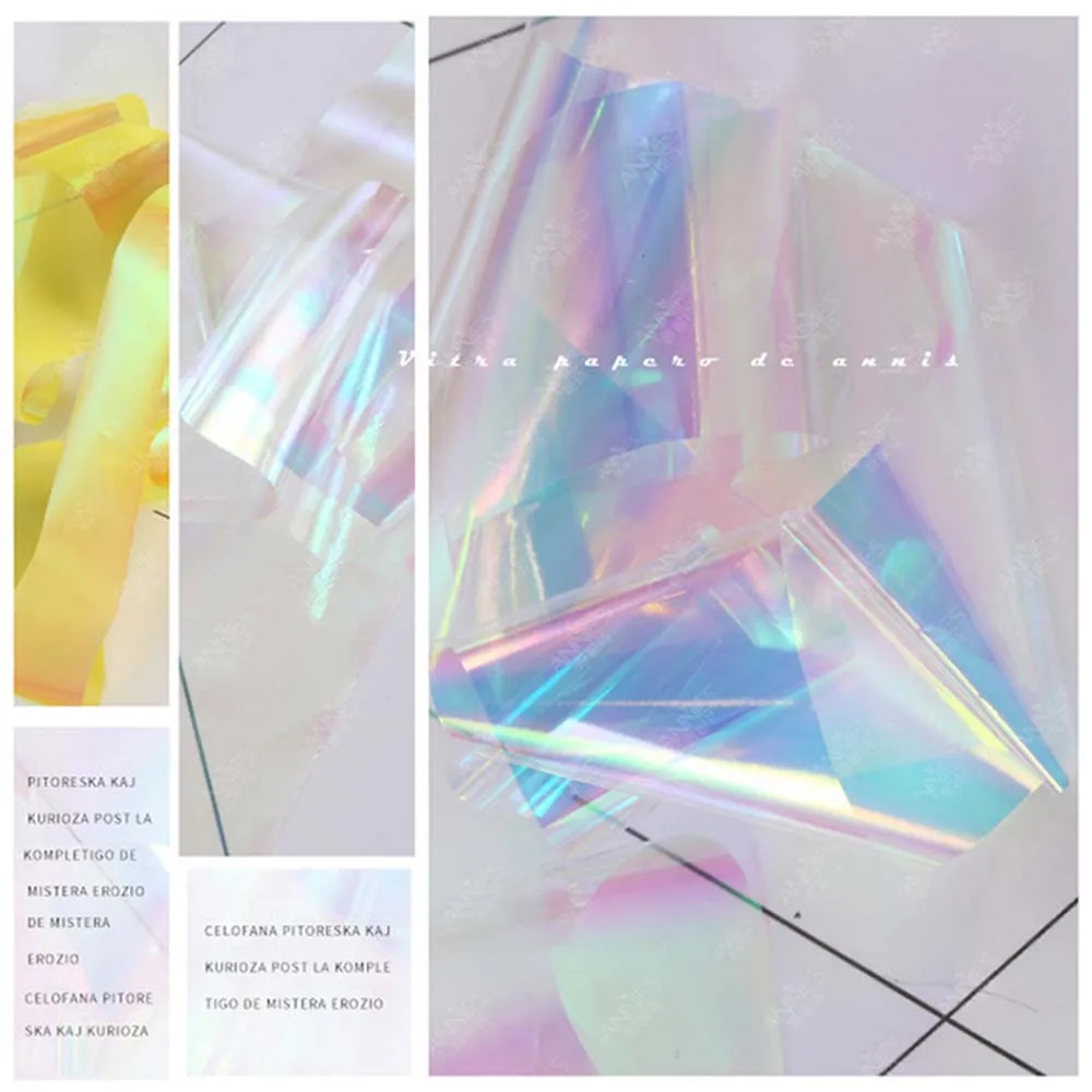 글리터 데칼 네일 스티커 전사지 오로라 깨진 유리 호일 네일 호일 필름 네일 아트 장식 레이저 셀로판