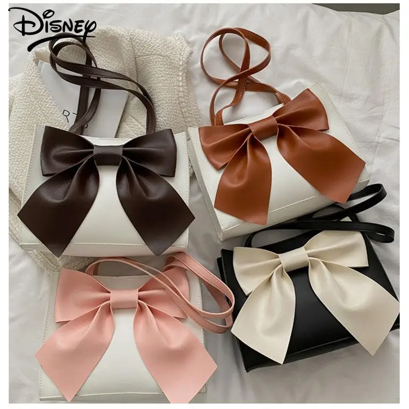 

2024 Disney High Quality Women's Shoulder Bag Versatile Commuting Pu Buckle Bow Tote Handbag Large Capacity Cosmetic Storage Bag