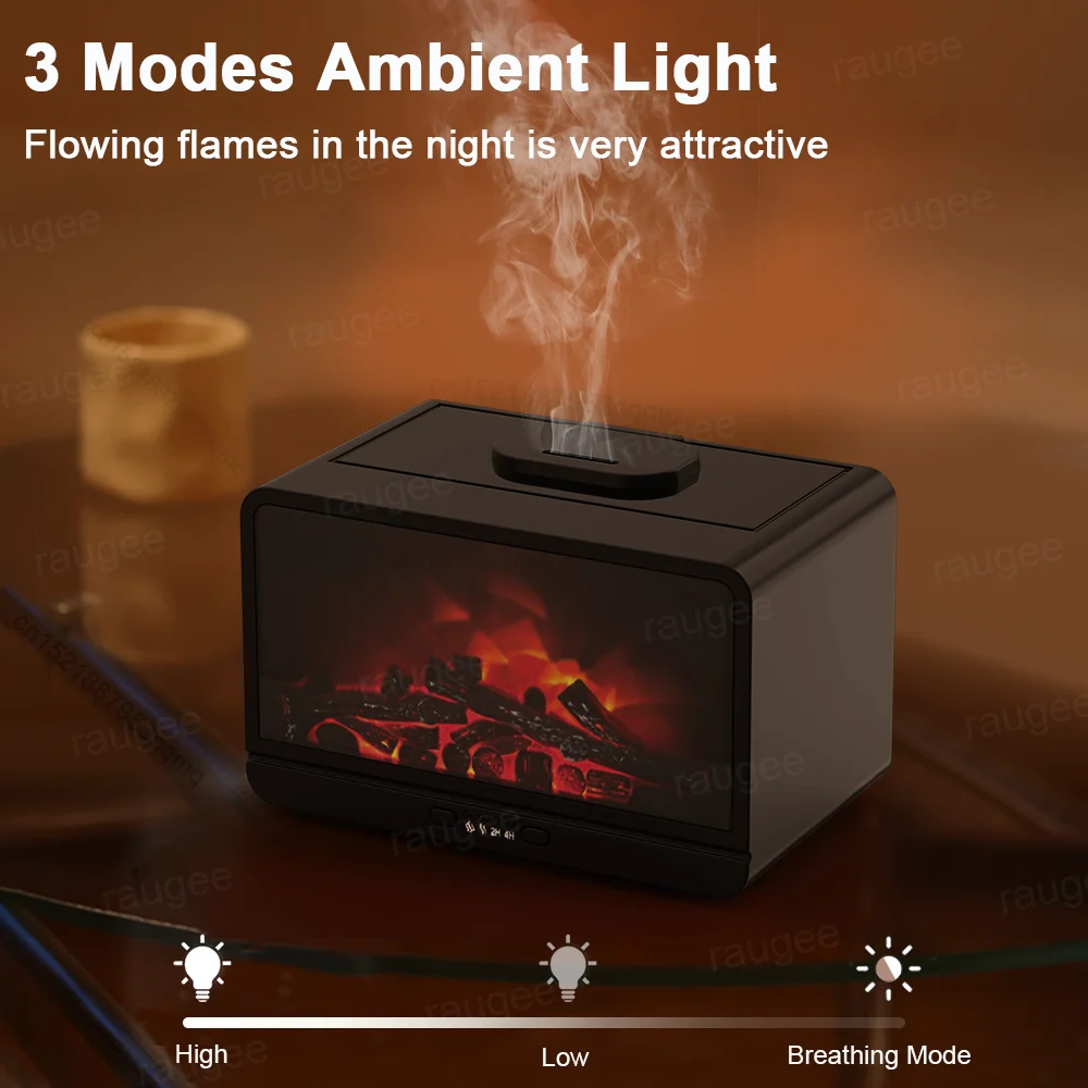 Aroma Air Humidifier Essential Oil Fragrance Diffuser Fireplace Aromatherapy Diffuser Home Humidifier Mist Maker with LED Light