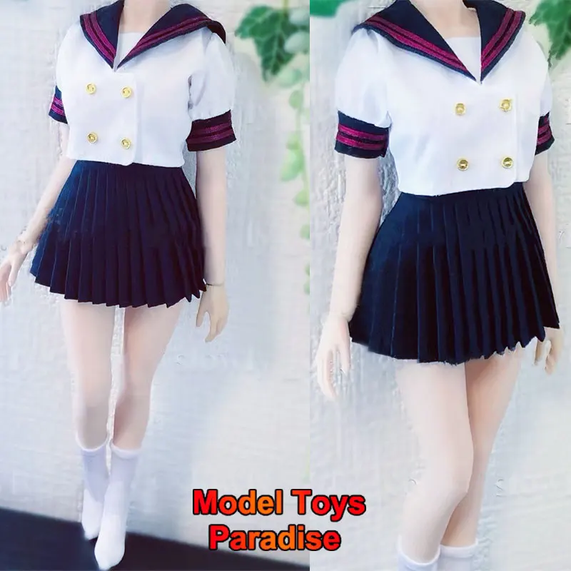 1/6 Women Soldier School Uniforms Sexy Navy Sailor Uniform Jacket Pleated Skirt Set Fit 12inch TBLeague Action Figure Body