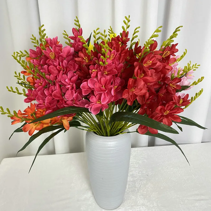 9-Forked سنو الأوركيد محاكاة زهرة DIY بها بنفسك زهرة المواد الأوركيد للزينة الزفاف ديكور المنزل لينة الجدول الديكور