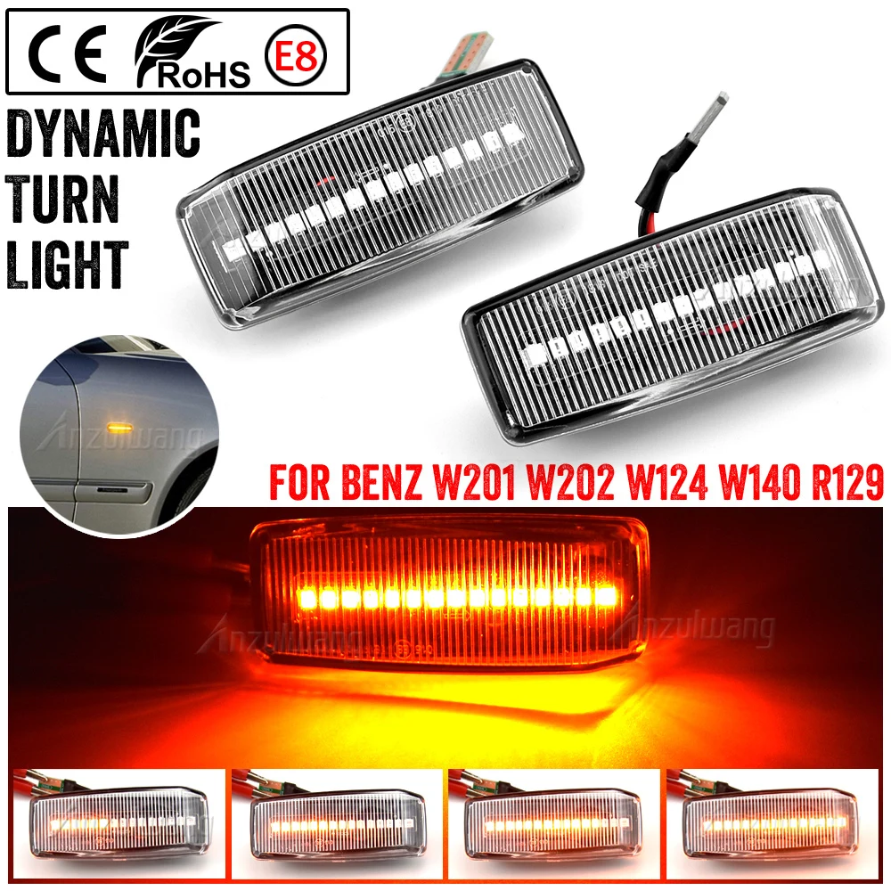 Car-styling For Mercedes-Benz C E S SL CLASS W201 190 W202 W124 W140 R129 Dynamic Turn Signal Side Marker Light