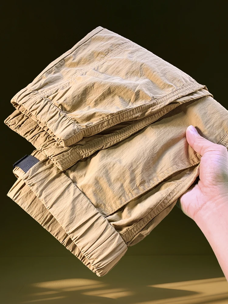 

Летние тонкие повседневные брюки, мужские модные свободные брюки для спецодежды, брюки из ледяного шелка с поясом, функциональные длинные брюки