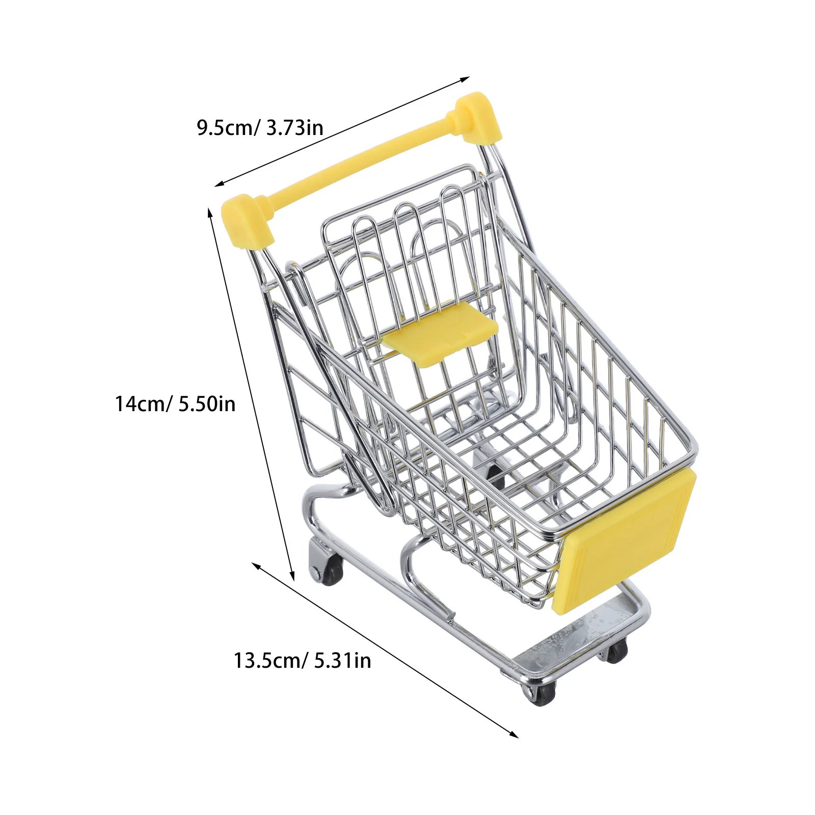 Mini Shopping Cart Metal Grocery Cart Supermarket Pretend Play Handcart Basket Organizer for Kids Mini Model Toy