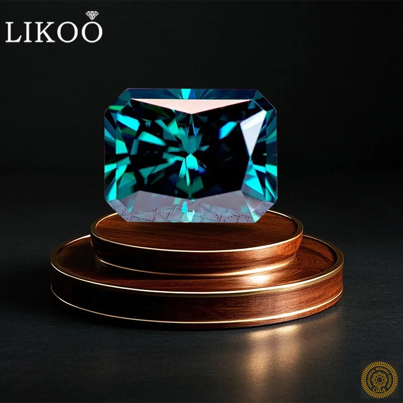 

Moissanite Stones Radiant Cut Natural Emerald Green Color for DIY Ring Necklace Earrings Main Materials with GRA Certificate
