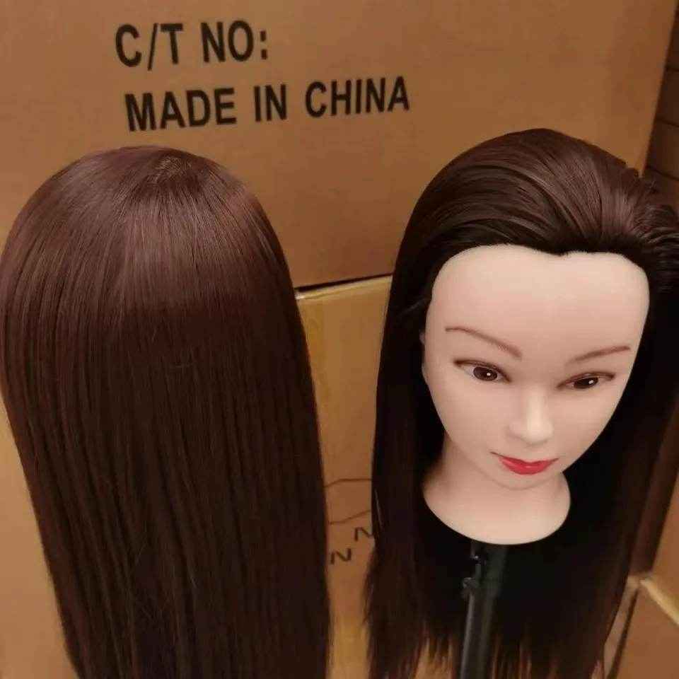 3Color Mannequin Training Doll Head With Hair 70CM For Hairsyles Hairdressing Female Cosmetology Dolls Head