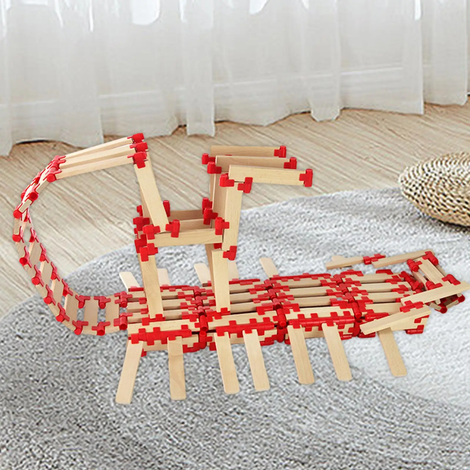 100 Pieces Wooden Blocks Stacking Game DIY Building Kits Montessori Toys for Birthday Gifts Holiday Boys Girls Ages 3-6 Kids