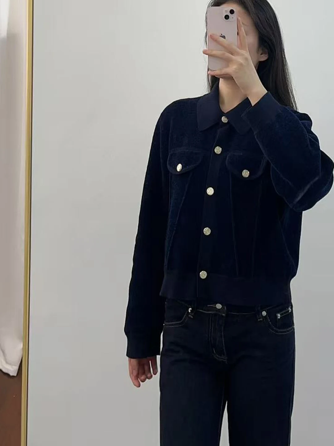 

Вязаный кардиган женский, модный, с мягкой бархатной отделкой, длинными рукавами, высокой талией, короткое пальто во французском стиле, дышащий