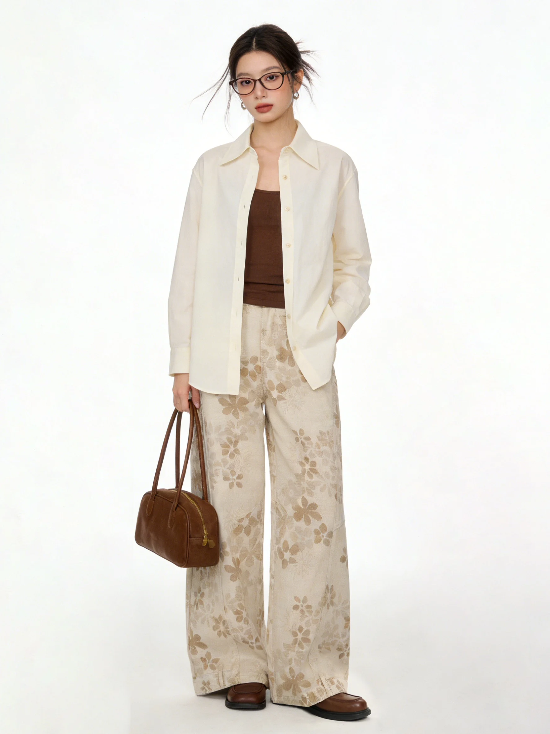 

Джинсы с низкой талией и широкими штанинами из мягкого денима, длиной в пол, с эффектом похудения, новая весенняя модель, универсальные, персикового цвета с принтом