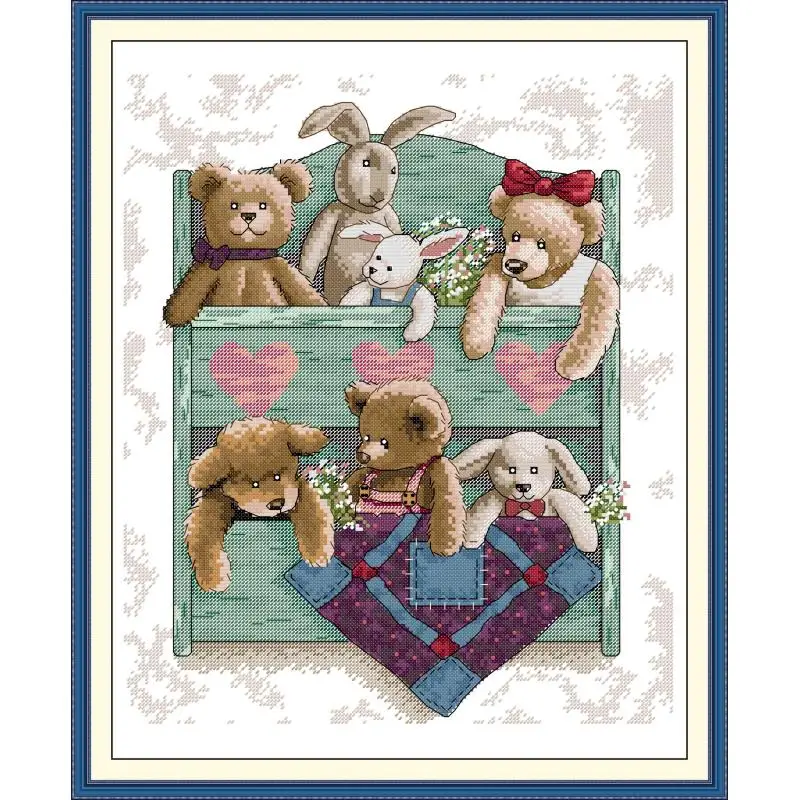 

Maydear Cross Stitch Kit, 11CT/14CT/16CT/9CT Aida Fabric,DMC Threads Sewing Pattern Embroidery Set-Plush doll