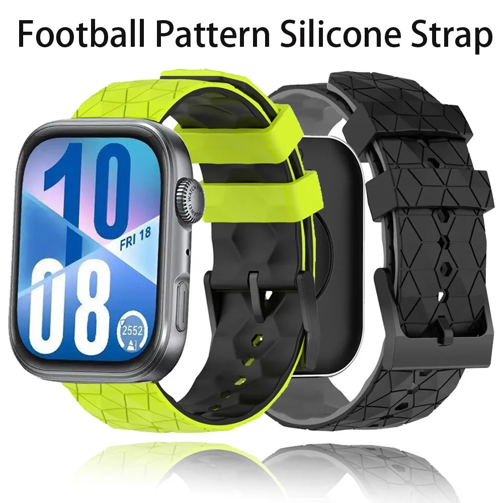 Fußball-Muster-Silikonarmband für Huawei Watch Fit 3/4/4 Pro, bequemes Armband, Armband für Huawei Watch Fit 4/4 Pro Gürtel