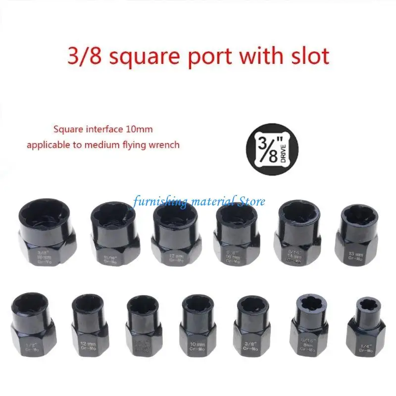 Y5GD 14 قطعة تأثير الترباس و الجوز مزيل 3/8 ''محرك براغي النازع المقبس أداة مجموعة الترباس النازع أداة مع حقيبة للتخزين