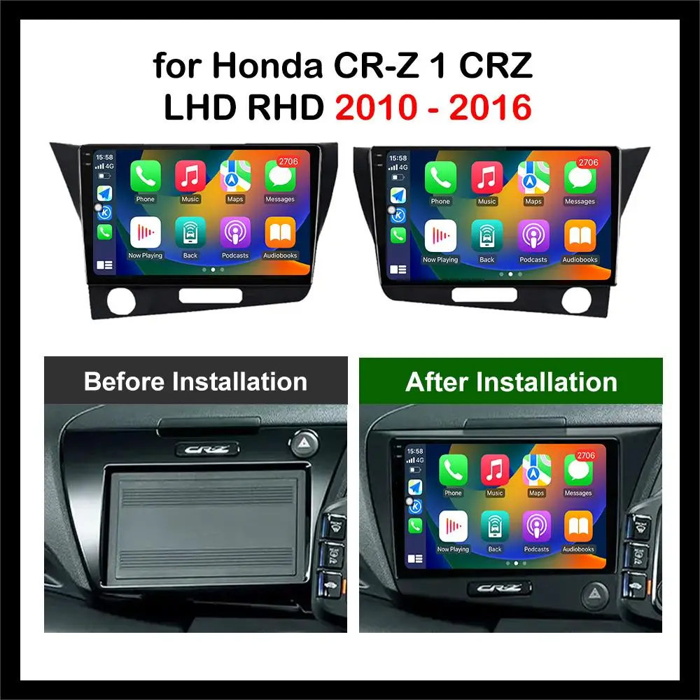 9 inch for Honda CR-Z 1 CRZ LHD RHD 2010 - 2016 Car Multimedia Radio Player Android OS GPS Navigation 4G Audio DSP Stereo