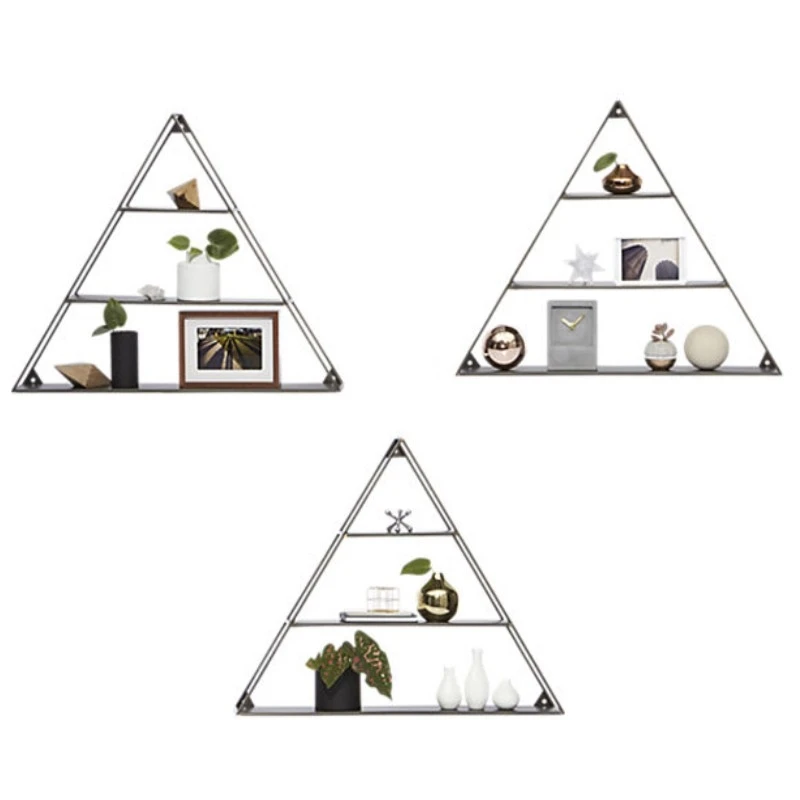 Creative wall wall hanging triangular nail art rack wrought iron layer frame household decorative simple wall frame