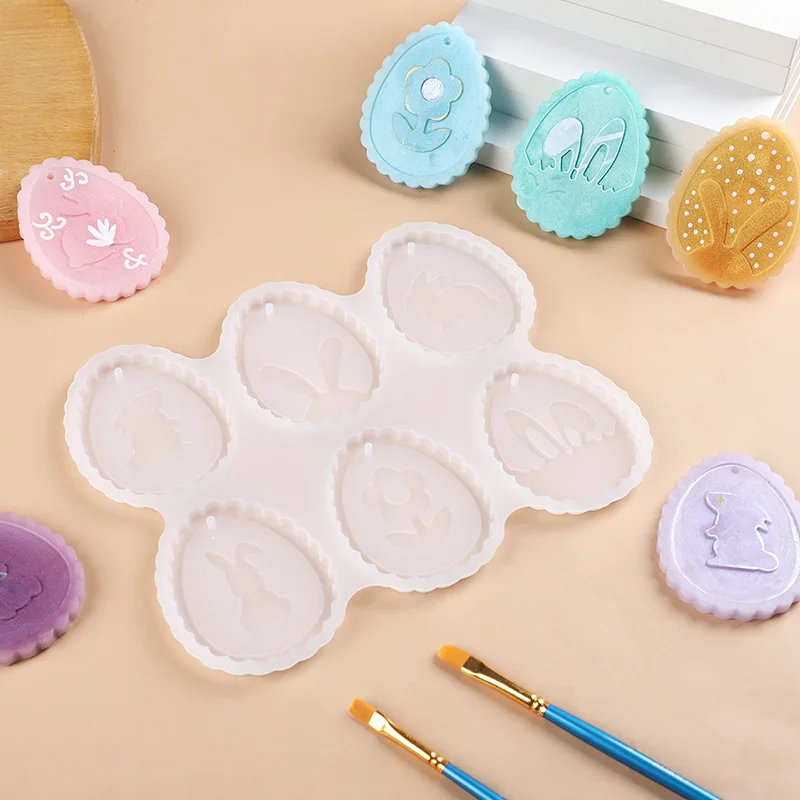

Easter Egg Silicone Mold Bunny Egg Pattern DIY Crystal Drip Plaster Resin Pendant Jewelry Keychain Accessories Making Craft