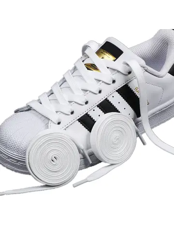 1 Pair Black White Shoe Laces Flat Double Woven Anti-slip Polyester Shoelaces Sports Casual White Shoes Classic Shoelace