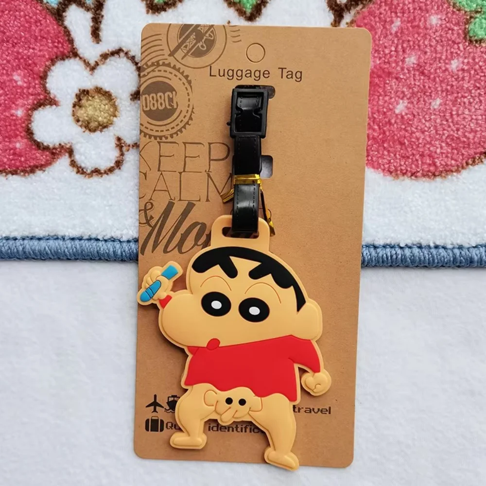 Kawaii anime crayon shin-chan etiqueta de bagagem bonito dos desenhos animados sílica mala id endereço titular bagagem embarque portátil meninas presentes