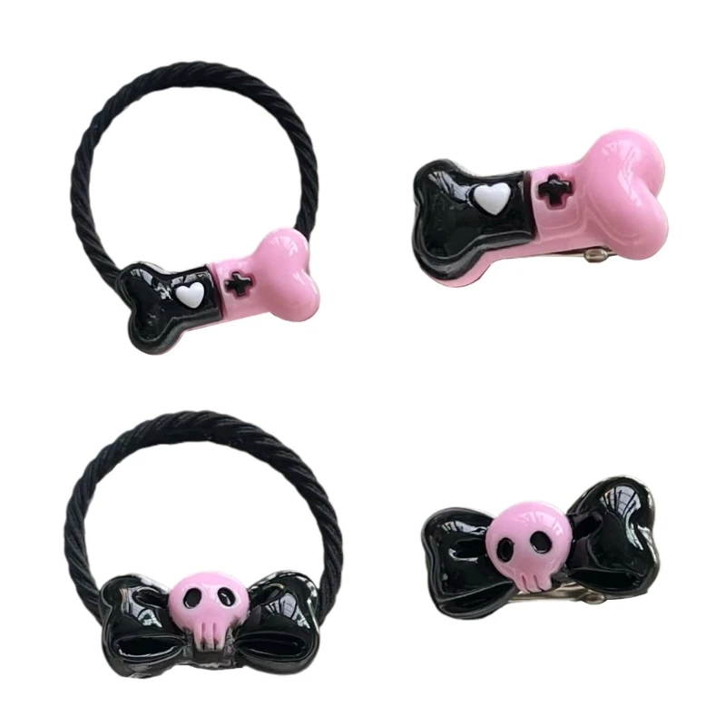 

Sweet Style Hair Rope Non-slip Hair Barrettes for Children Cute Bone/ Bowknot Shape Hair Pins and Elastic Hair Rope