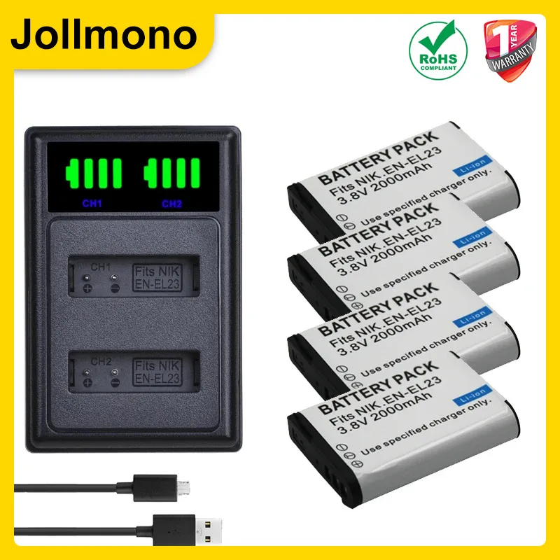 EN-EL23 EN EL23 Battery + LED Charger for Nikon Coolpix B700 P610s P600 P900s S810c P610 P900 For Nikon EL23 Camera