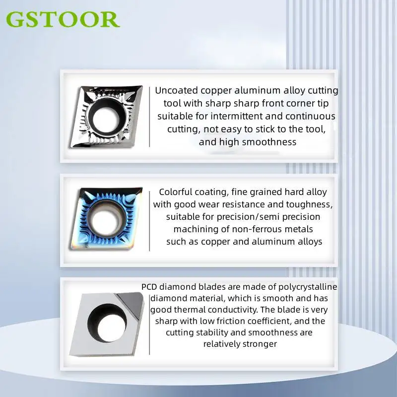 CCGT06/09/12 DCGT07/11 SCGT09/12 TCGT09/11/16 VC/VBGT110302/160404 شفرات قطع الألومنيوم الداخلية مخرطة CNC كربيد إدراج #3