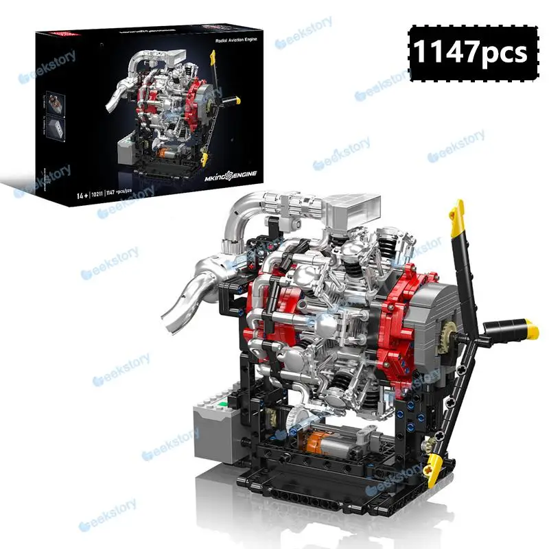 Nowy zestaw klocków konstrukcyjnych modelu silnika samolotu 1147 PCS, wyzwanie dla dorosłych 10211, kolekcjonerski ornament do samodzielnego montażu, zabawka DIY, cegły na prezent