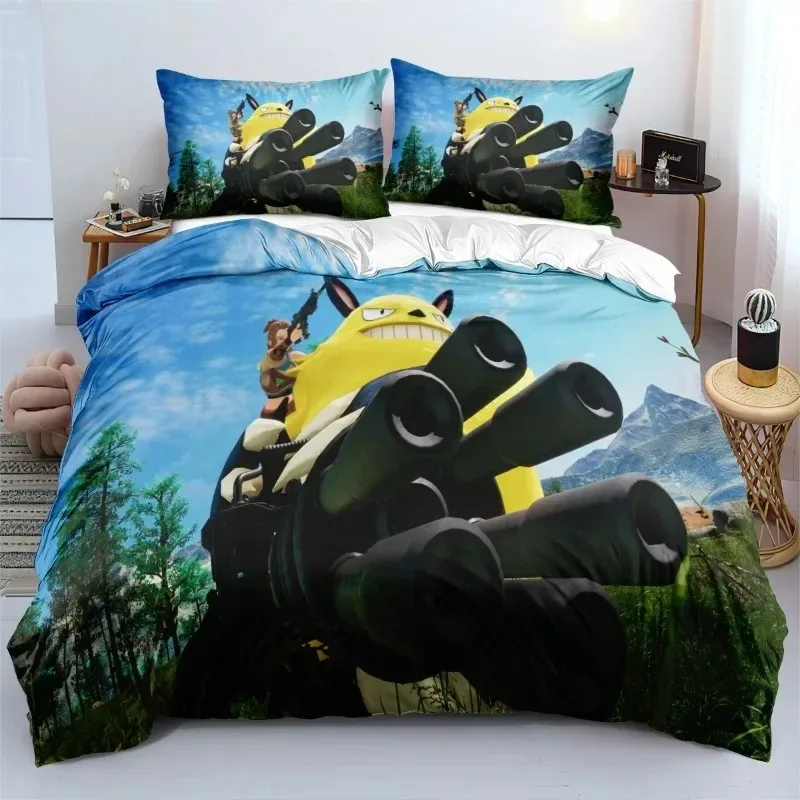Hot Game Bettbezug Kissenbezug Palworld Game Charaktere Bettwäsche-Set Erwachsene Jungen Mädchen Schlafzimmer Dekoration Einzelbett Doppelbett Große Größe