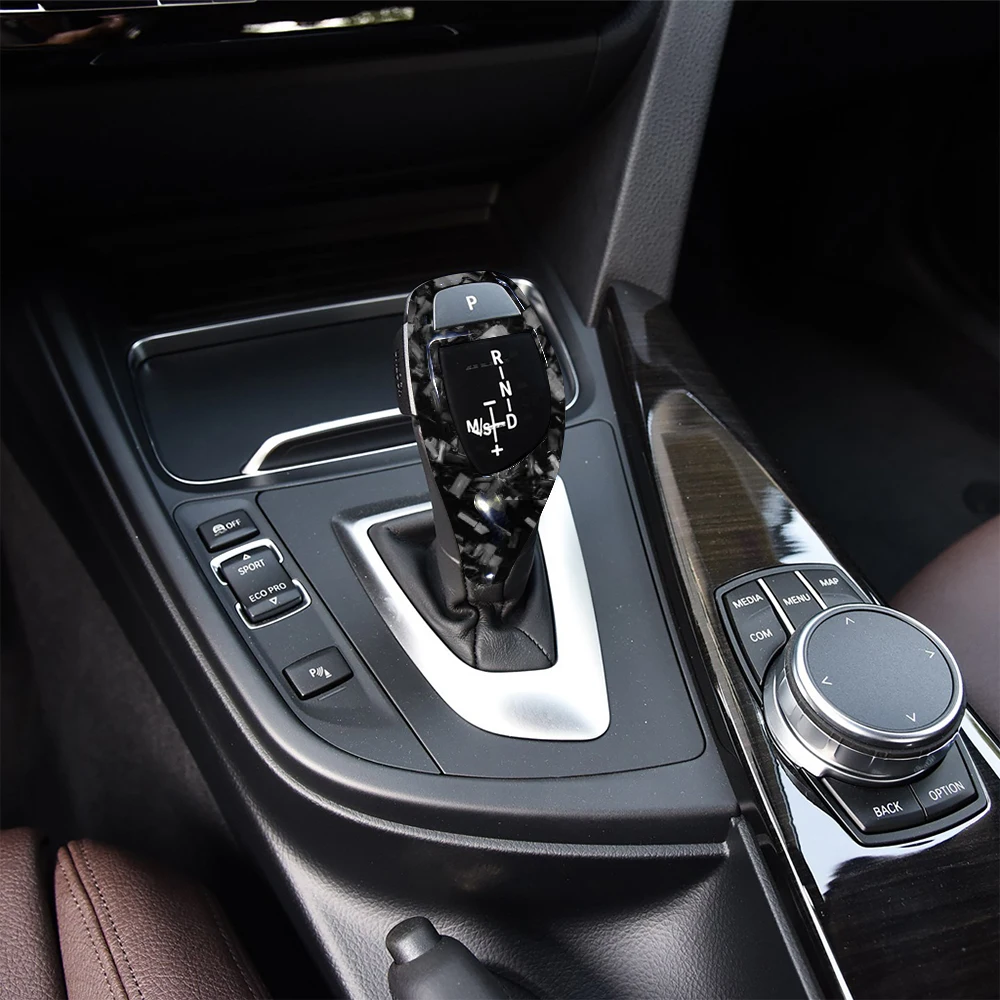 Real Forged Carbon Fiber Gear Shift Knob Cover For BMW F20 F21 F22 F30 F32 F34 F36 F10 F07 F01 F02 X3 X4 X5 X6 F25 F26 F15 F16 view 2