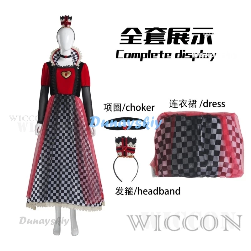 

Queen of Hearts Princess Dress In Wonderland Cosplay Fancy Dress Delux Party Girls Halloween Carnaval Cosplay Costume