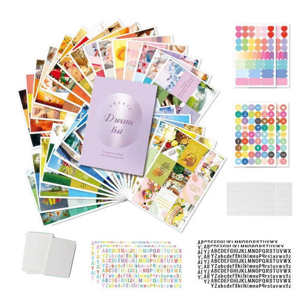 Vision Board Kit Manifestation Journal Kit with Inspirational Supplies for Personalized Stickers Cards for Home