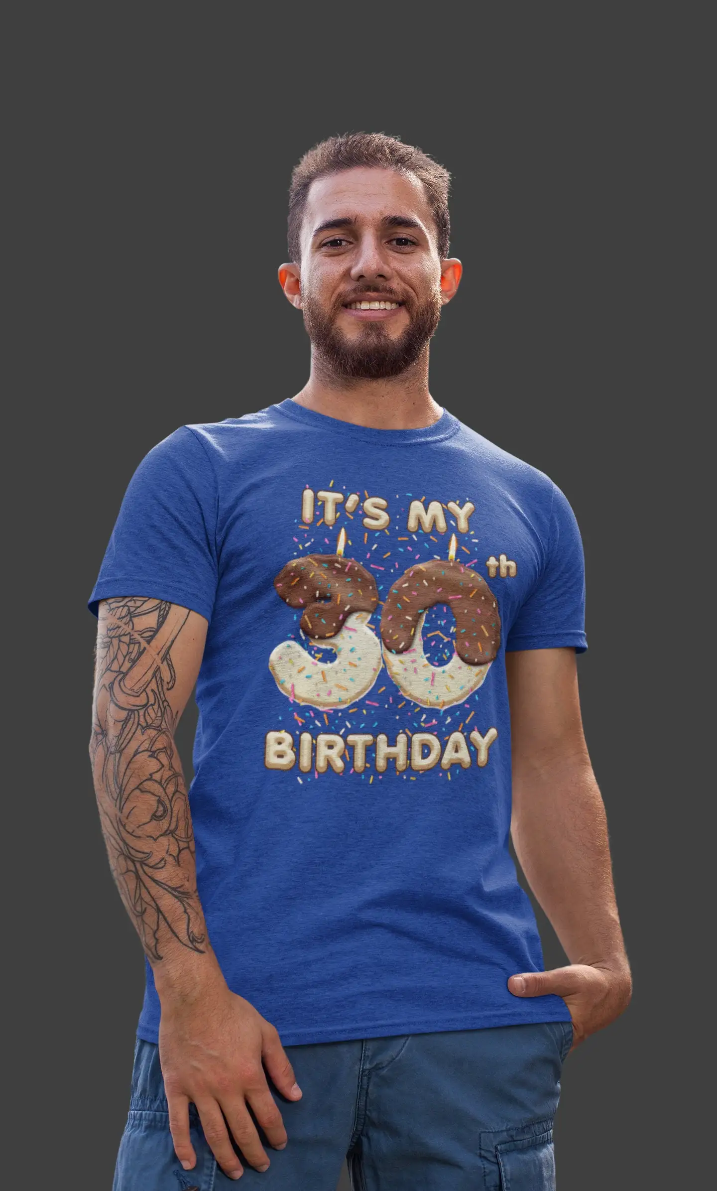 Men's 30th Birthday T Shirt Cake Candle Fun Cute 30 Idea Man