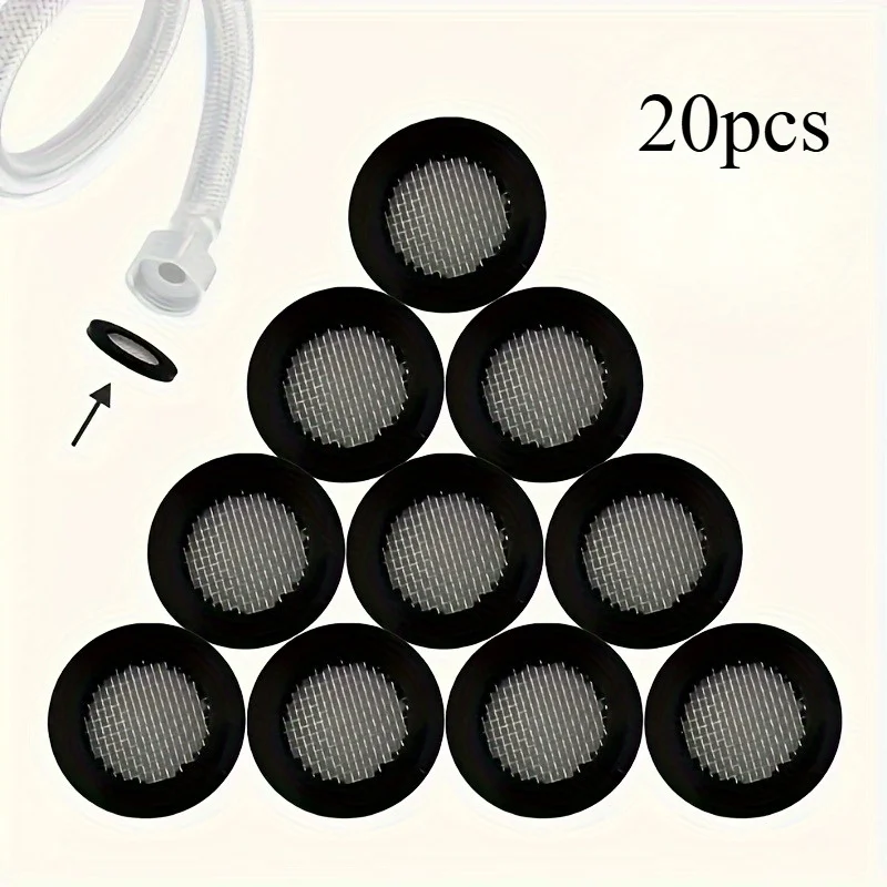 Set of 20 Plastic Faucet Filter Washers with Stainless Steel Mesh - Easy To Install, No Need for Electric Shower Head Washers