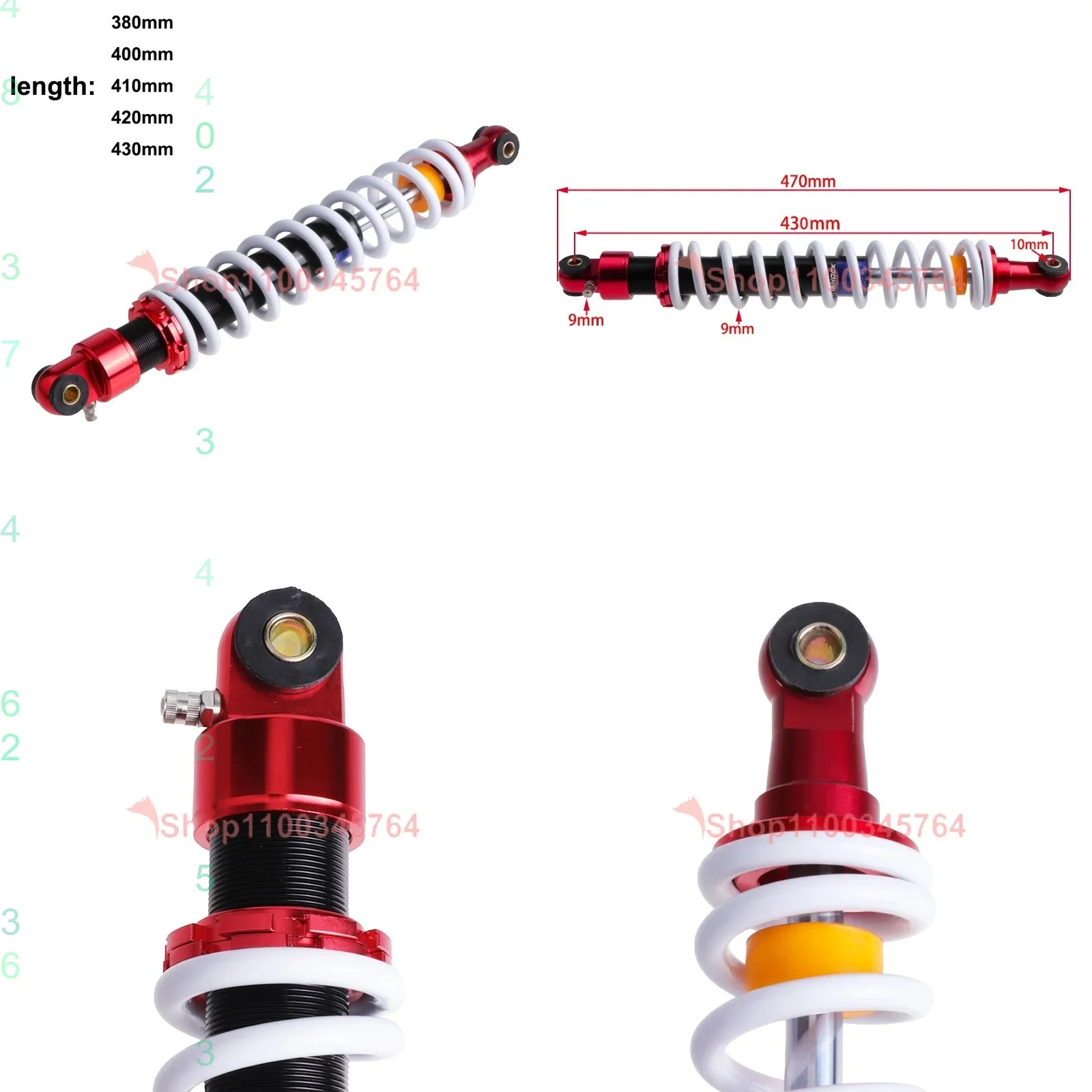 380mm 400mm 410mm 420mm 430mm Rear Shock Absorber for 125 150 200 250 300cc ATV Quad Sunl Taotao Eagle Loncin Go Kart