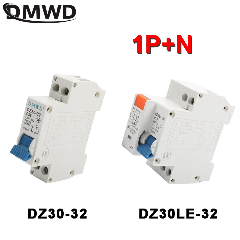 DMWD DPNL DZ30LE-32 1P+N 32A 230V 220V 50HZ 60HZ Residual Current Circuit Breaker With Over Current And Leakage Protection RCBO