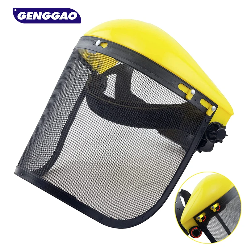 Safety Face Shield with Mesh Visor Protective Mesh Safety Mask Helmet Hat for Chainsaw Trimmer Pole Pruner Gardening Weed