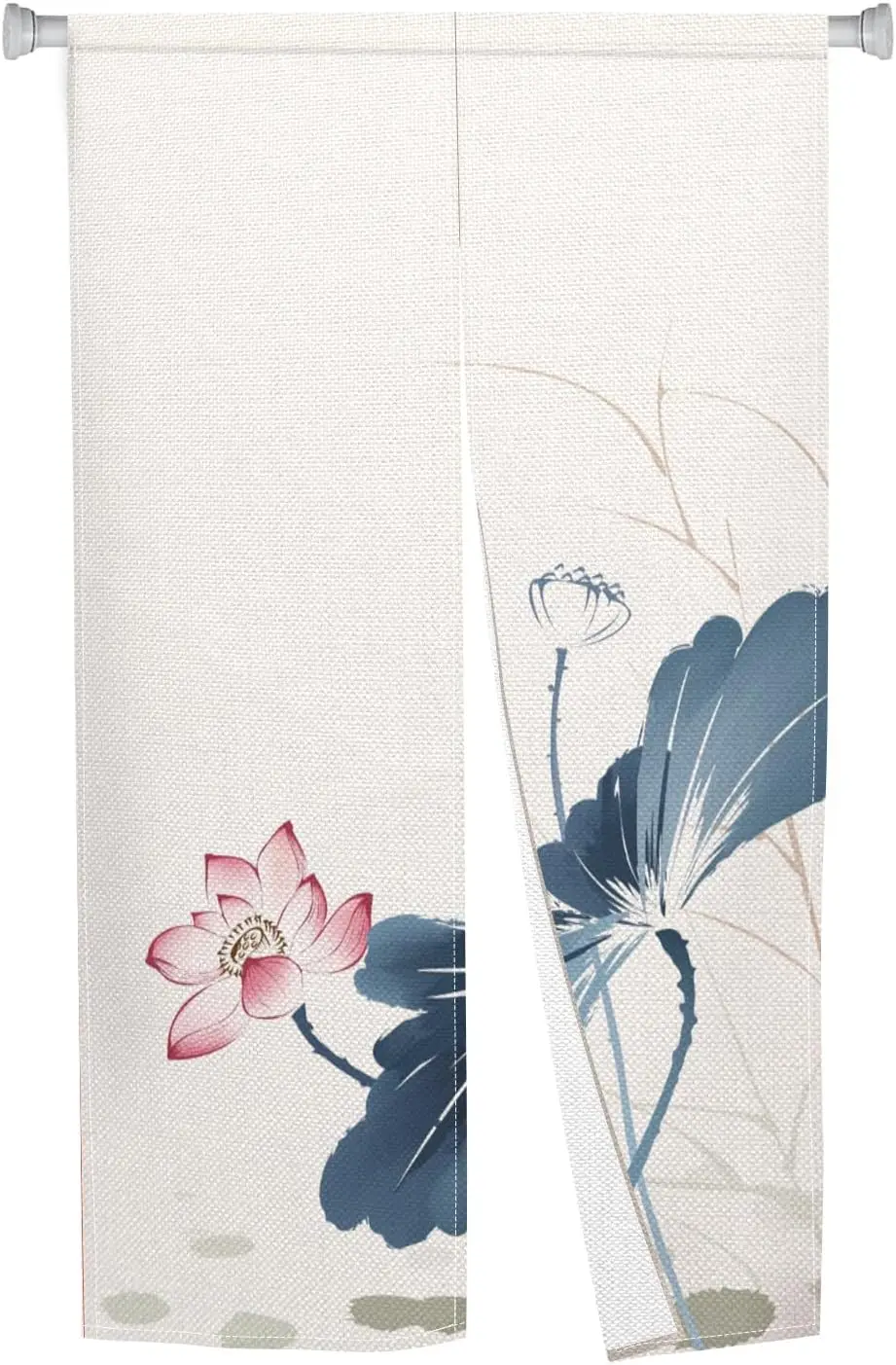 Doorway Curtain Traditional Door Tapestry Feng Shui Window Treatment Chinese Lotus Printed Door Curtains for Hanging Japanese