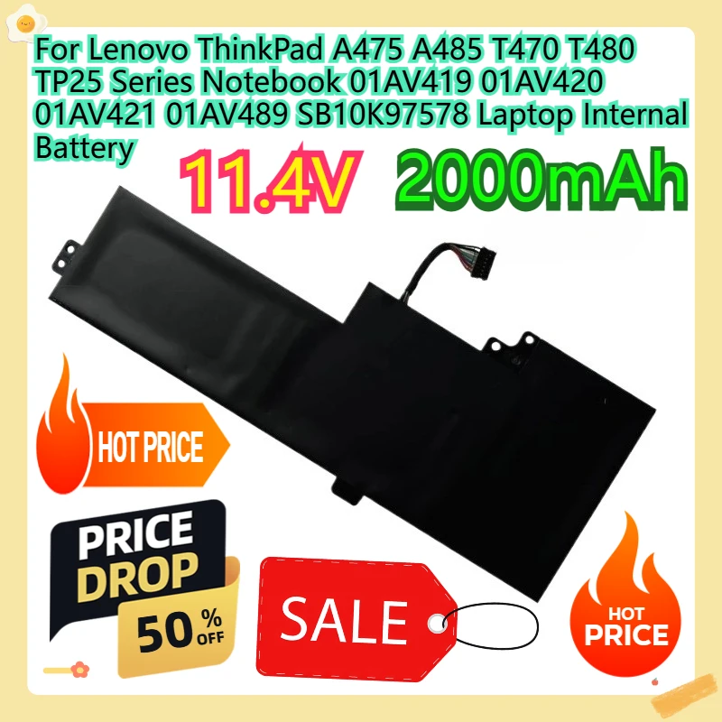 

For Lenovo ThinkPad A475 A485 T470 T480 TP25 Series Notebook 01AV419 01AV420 01AV421 01AV489 SB10K97578 Laptop Internal Battery