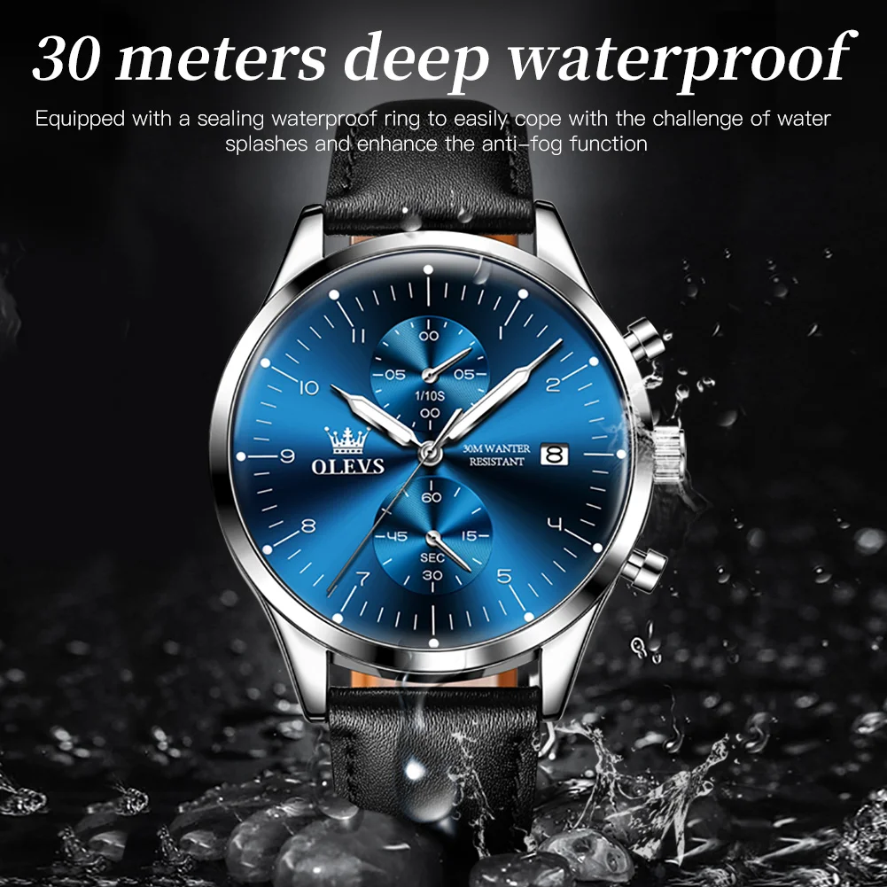 OLEVS Original Men\'s Watches Top Brand Chronograph Quartz Watch for Men Waterproof Luminous Date Male Wristwatch Casual Luxury