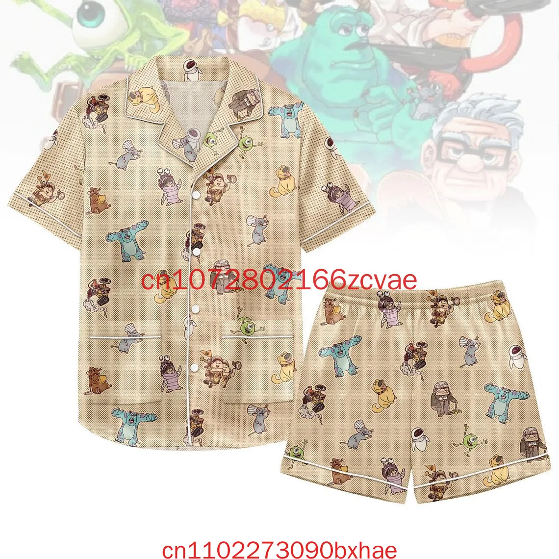 2026년 신제품 디즈니 캐릭터 반팔 파자마 세트 디즈니 몬스터즈 라운지웨어 매직 킹덤 슬립웨어