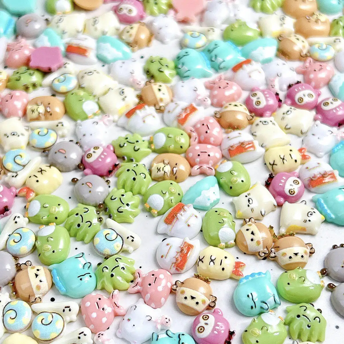 Zufällig gemischt 3D Harz niedliche Cartoon Tier Serie Nagel Charms Kawaii Eule Kaninchen Siegel Nail Art Dekorationen DIY Handwerk Zubehör