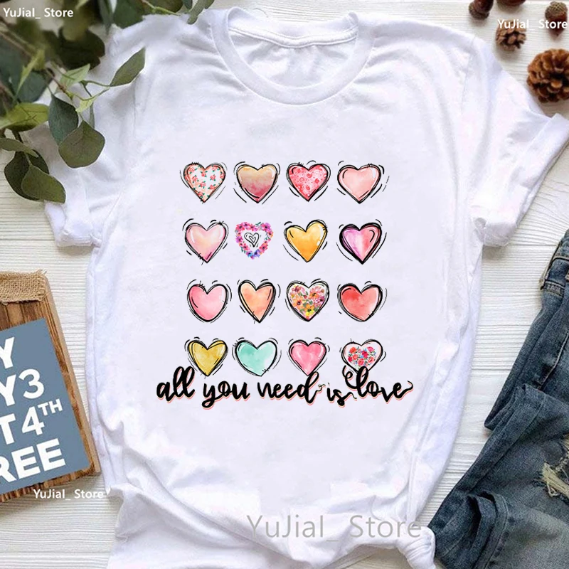 All You Need Is Love Graphic Print T Shirt Women Colorful Love Flowers Tshirt Femme Summer Fashion Tops Tee Shirt Female